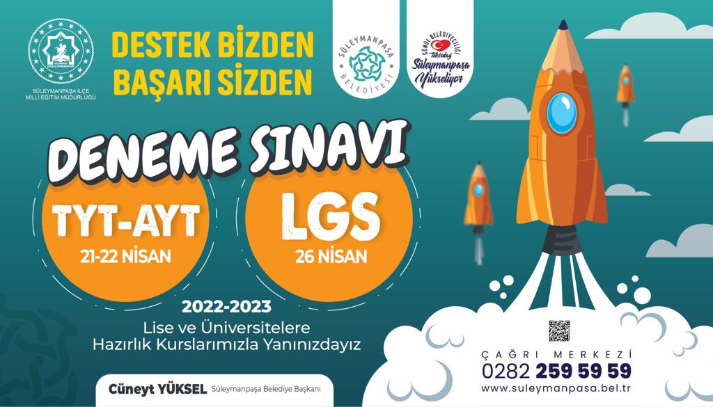 Süleymanpaşa Belediyesinden öğrencilere ücretsiz sınav desteği