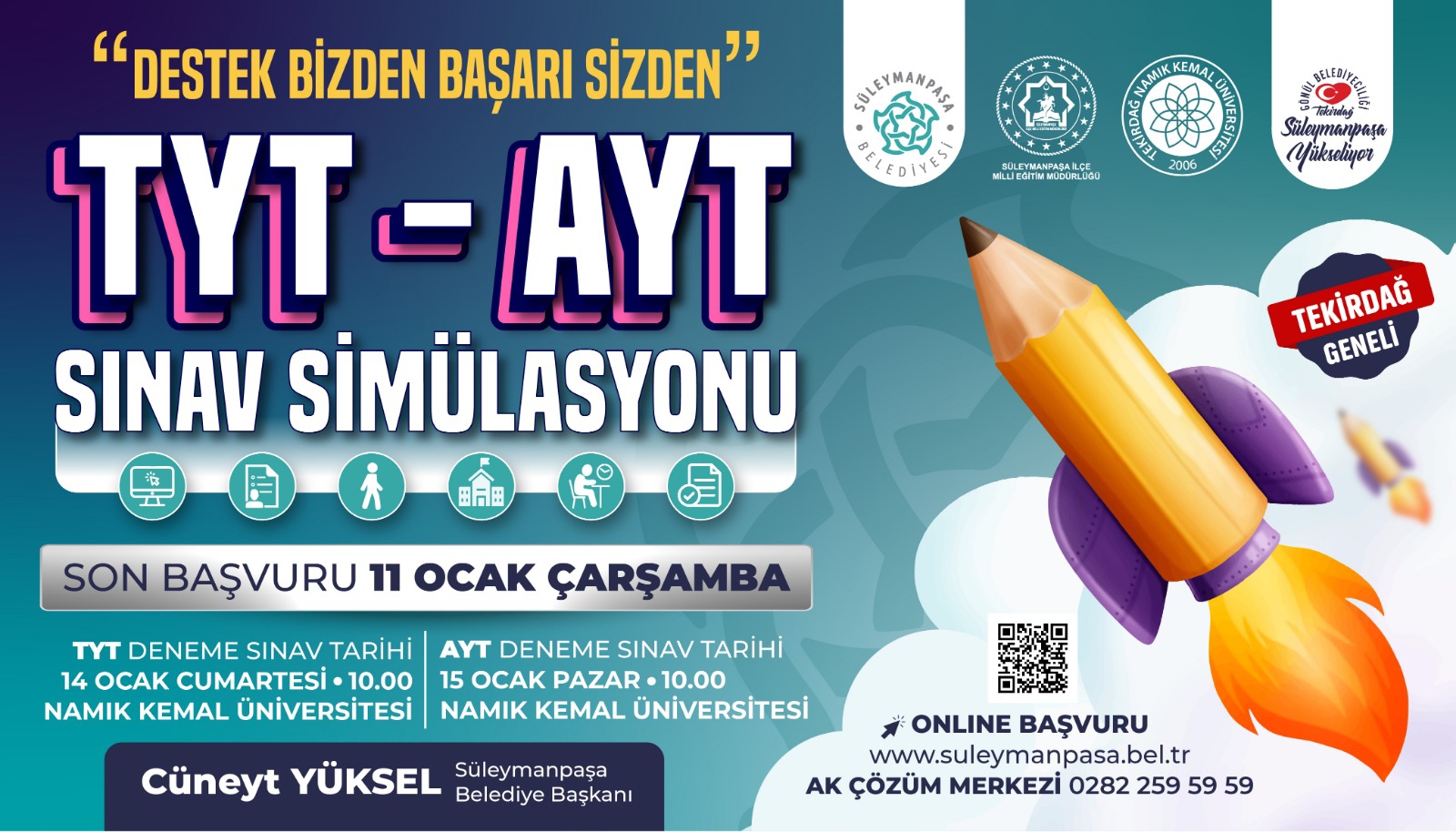 Süleymanpaşa Belediyesinden gerçeğini aratmayan deneme sınavı hizmeti
